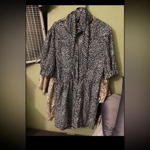 Allover print plus size romper